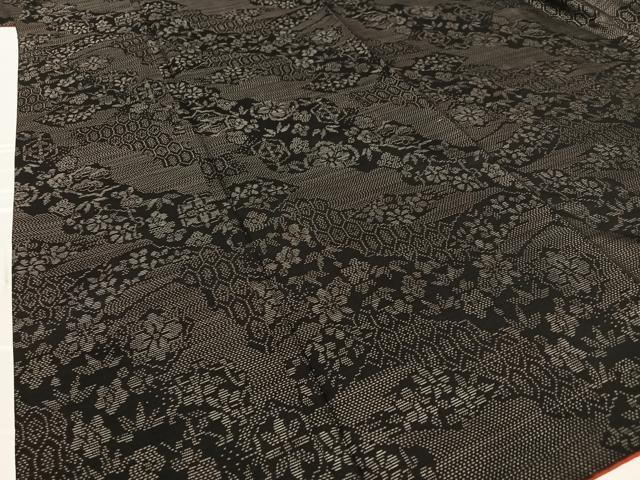 平和屋着物●本場大島紬　泥染め　草花文　正絹　逸品　AABA0227zg