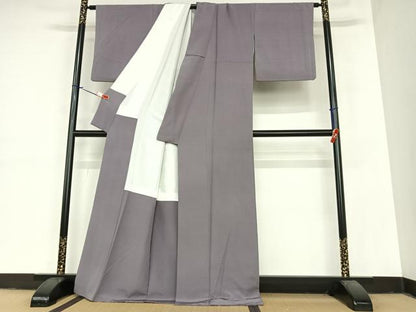 平和屋着物●上質な色無地 葡萄鼠色 正絹 逸品 AABA0233zg
