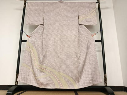 平和屋着物●訪問着 絞り 間道 正絹 逸品 AABA0235zg