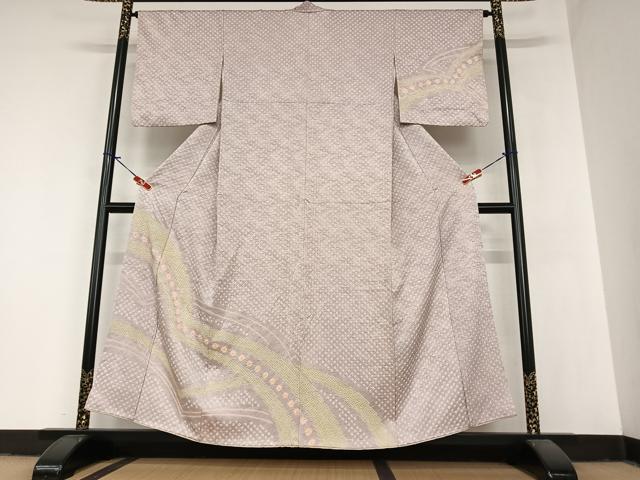 平和屋着物●訪問着 絞り 間道 正絹 逸品 AABA0235zg