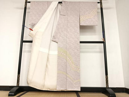 平和屋着物●訪問着 絞り 間道 正絹 逸品 AABA0235zg