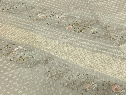 平和屋着物●訪問着 絞り 刺繍 吹き寄せ花文 金彩 正絹 逸品 AABA0237zg