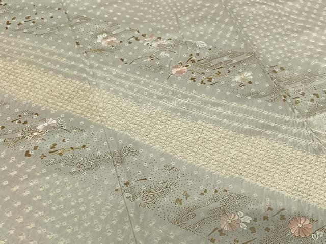 平和屋着物●訪問着 絞り 刺繍 吹き寄せ花文 金彩 正絹 逸品 AABA0237zg