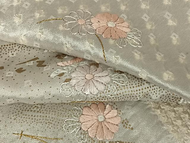 平和屋着物●訪問着 絞り 刺繍 吹き寄せ花文 金彩 正絹 逸品 AABA0237zg
