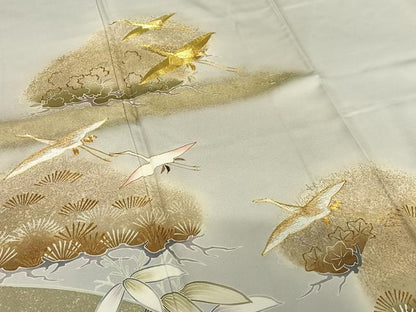 平和屋着物●豪華色留袖 友禅 駒刺繍 飛鶴笠松文 暈し染め 金彩 松坂屋扱い 正絹 逸品 AABA0238zg