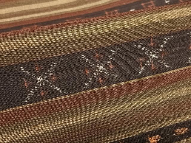 平和屋着物●上質な紬 横段文 正絹 逸品 AABA0241zg