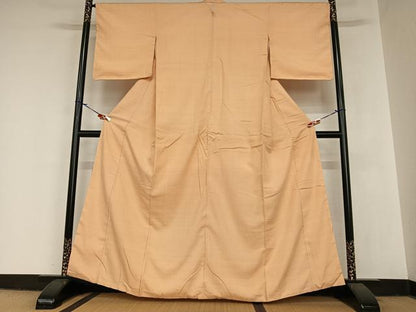 平和屋着物●上質な紬 色無地 洒落柿色 正絹 逸品 AABA0245zg
