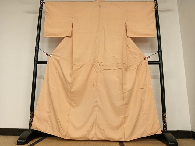 平和屋着物●上質な紬 色無地 洒落柿色 正絹 逸品 AABA0245zg