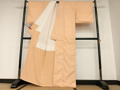 平和屋着物●上質な紬 色無地 洒落柿色 正絹 逸品 AABA0245zg