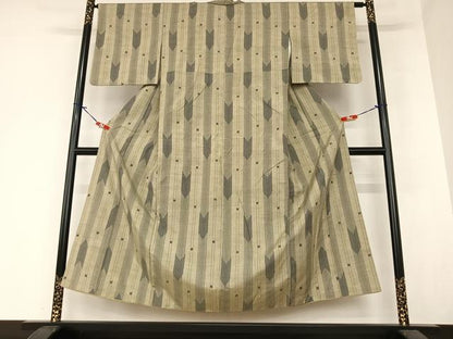平和屋着物●上質な紬 矢羽根間道 正絹 逸品 AABA0252zg