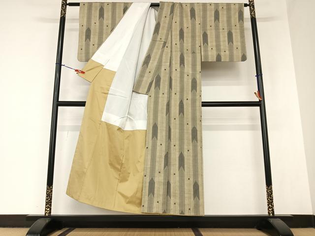 平和屋着物●上質な紬 矢羽根間道 正絹 逸品 AABA0252zg
