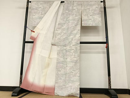平和屋着物●本場大島紬 人物風景花文 正絹 逸品 未使用 AABA0257zg