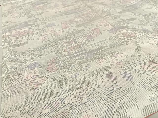平和屋着物●本場大島紬 人物風景花文 正絹 逸品 未使用 AABA0257zg