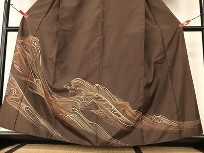 平和屋着物●訪問着　紬地　流水文　金彩　正絹　逸品　AABA0261zg
