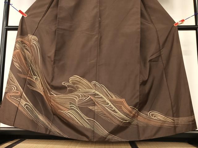 平和屋着物●訪問着　紬地　流水文　金彩　正絹　逸品　AABA0261zg