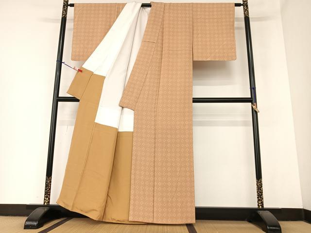 平和屋着物●上質な小紋 菱文 正絹 逸品 AABA0262zg