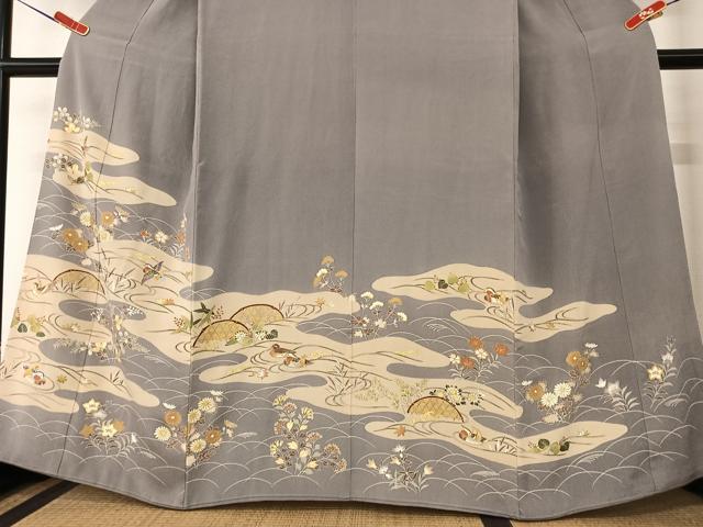 平和屋着物●創業460年・千總　色留袖　長襦袢(無双仕立て)セット　友禅　駒刺繍　花鳥文　金彩　高島屋扱い　正絹　逸品　AABA0264zg