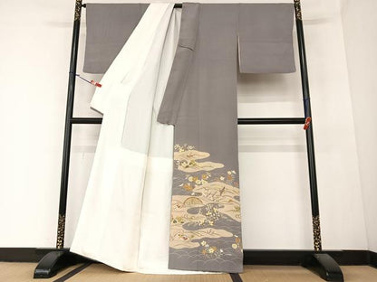 平和屋着物●創業460年・千總　色留袖　長襦袢(無双仕立て)セット　友禅　駒刺繍　花鳥文　金彩　高島屋扱い　正絹　逸品　AABA0264zg