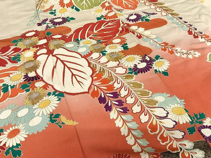平和屋着物●豪華振袖 草花文 暈し染め 金彩 金銀糸 正絹 逸品 AABA0272zg