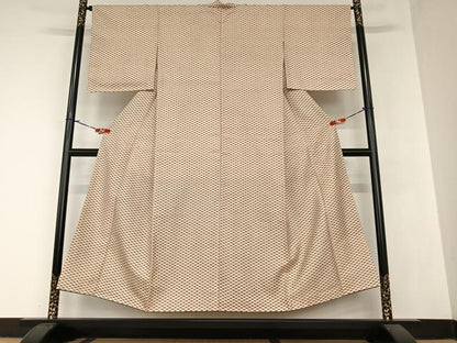 平和屋着物●お召 菱文 正絹 逸品 AABA0275zg