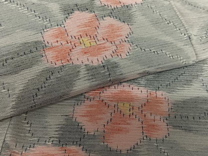平和屋着物●上質な紬 草花文 正絹 逸品 AABA0276zg