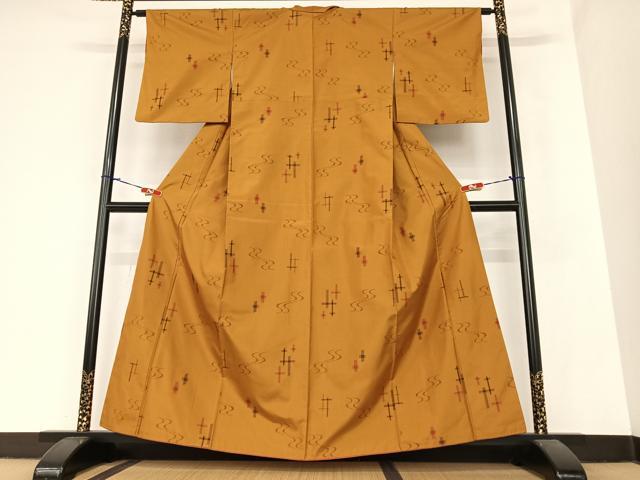 平和屋着物●上質な紬 琉球絣 やまと誂製 正絹 逸品 AABA0288zg