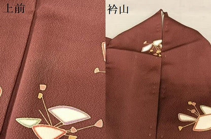 平和屋着物●上質な小紋 舞花文 金彩 反端付き 正絹 逸品 AABA0292zg