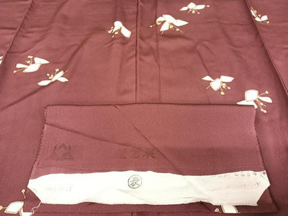 平和屋着物●上質な小紋 舞花文 金彩 反端付き 正絹 逸品 AABA0292zg