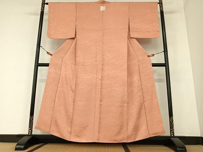 平和屋着物●上質な色無地　甚三紅色　正絹　逸品　AABA0300zg