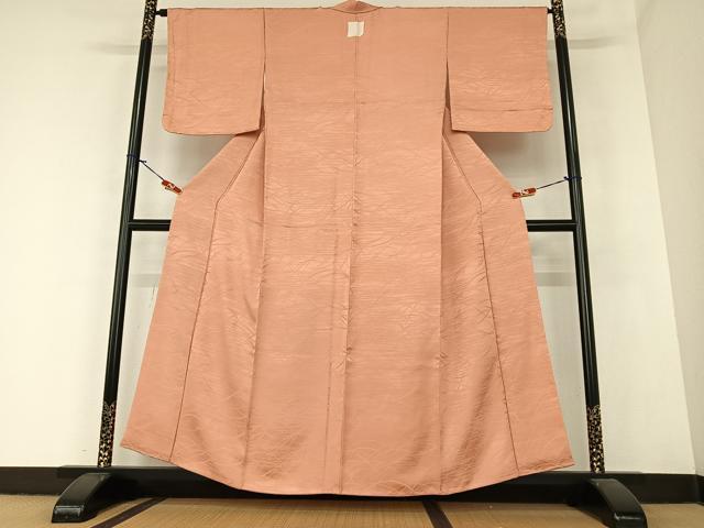 平和屋着物●上質な色無地　甚三紅色　正絹　逸品　AABA0300zg