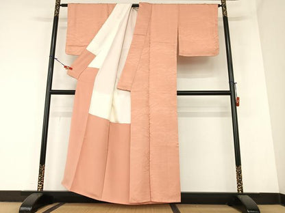 平和屋着物●上質な色無地　甚三紅色　正絹　逸品　AABA0300zg