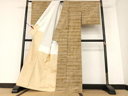 平和屋着物●上質な紬　霞文　正絹　逸品　AABA0302zg