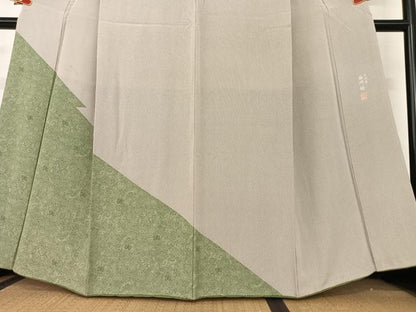 平和屋着物●二代目　西崎緑　江戸小紋　宝尽くし文　竹縞　正絹　逸品　AABA0307zg