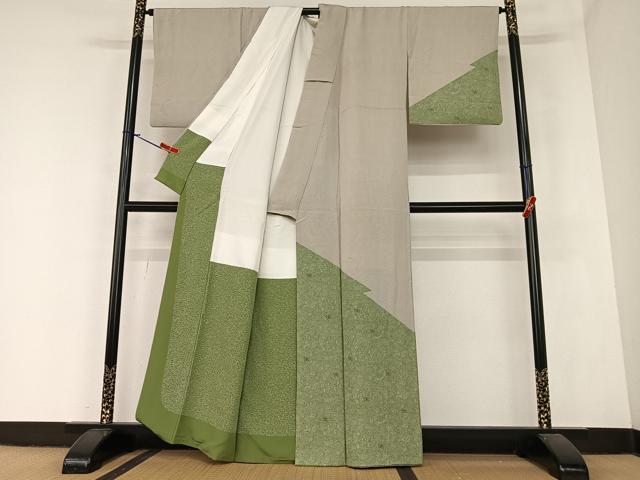 平和屋着物●二代目　西崎緑　江戸小紋　宝尽くし文　竹縞　正絹　逸品　AABA0307zg