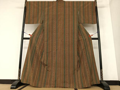平和屋着物●上質な紬 間道 正絹 逸品 AABA0309zg