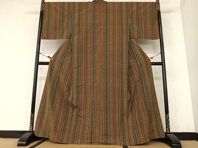 平和屋着物●上質な紬 間道 正絹 逸品 AABA0309zg