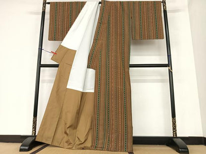 平和屋着物●上質な紬 間道 正絹 逸品 AABA0309zg