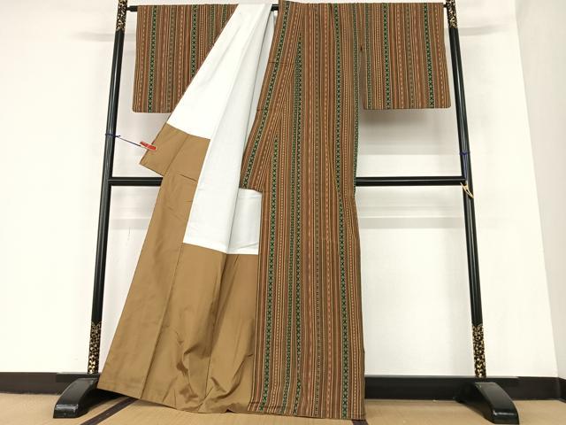 平和屋着物●上質な紬 間道 正絹 逸品 AABA0309zg