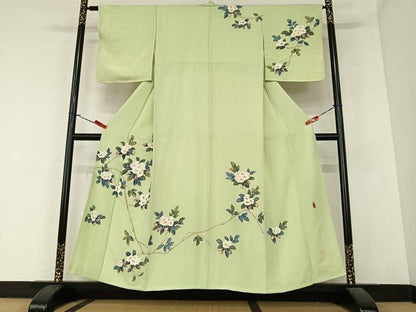 平和屋着物●訪問着 友禅 作家物 靜山 枝花文 正絹 逸品 AABA0313zg