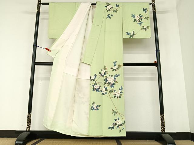 平和屋着物●訪問着 友禅 作家物 靜山 枝花文 正絹 逸品 AABA0313zg