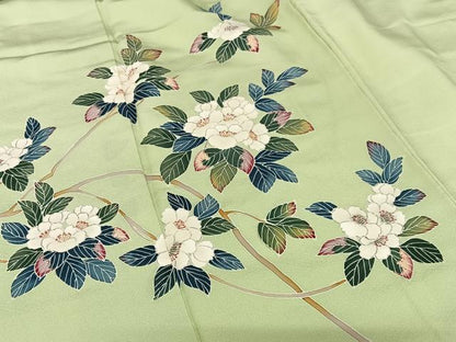 平和屋着物●訪問着 友禅 作家物 靜山 枝花文 正絹 逸品 AABA0313zg