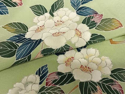 平和屋着物●訪問着 友禅 作家物 靜山 枝花文 正絹 逸品 AABA0313zg