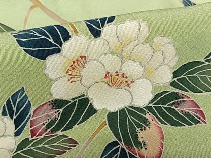 平和屋着物●訪問着 友禅 作家物 靜山 枝花文 正絹 逸品 AABA0313zg