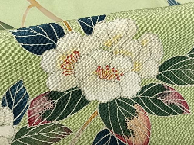 平和屋着物●訪問着 友禅 作家物 靜山 枝花文 正絹 逸品 AABA0313zg