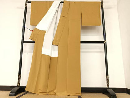 平和屋着物●田中一世 一世染 色無地 桑茶色 正絹 逸品 AABA0315zg