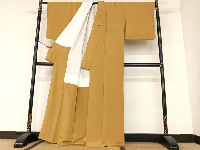 平和屋着物●田中一世 一世染 色無地 桑茶色 正絹 逸品 AABA0315zg