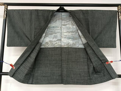 平和屋着物●男性 紬 アンサンブル 檳榔子染色 正絹 逸品 AABA0324zg