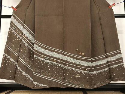 平和屋着物●訪問着　絞り　中国三大刺繍　スワトウ刺繍　汕頭刺繍　宝尽くし花松文　正絹　逸品　AABA0337zg