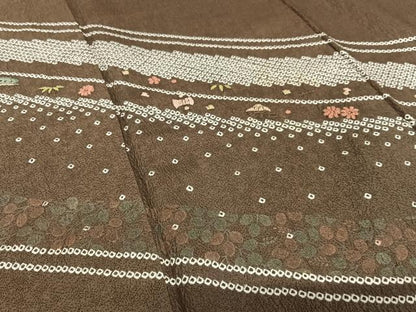 平和屋着物●訪問着　絞り　中国三大刺繍　スワトウ刺繍　汕頭刺繍　宝尽くし花松文　正絹　逸品　AABA0337zg