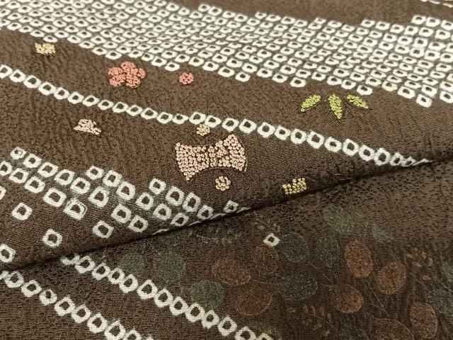 平和屋着物●訪問着　絞り　中国三大刺繍　スワトウ刺繍　汕頭刺繍　宝尽くし花松文　正絹　逸品　AABA0337zg